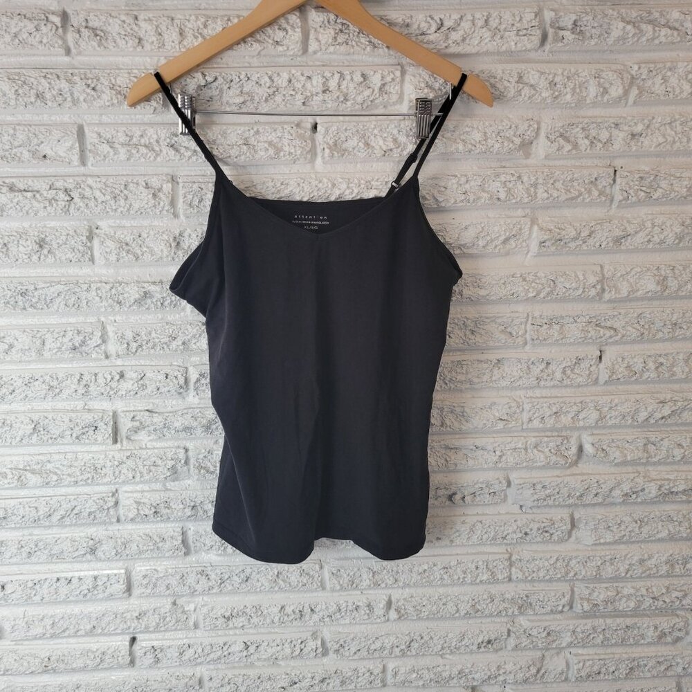 Attention XL Black Cami Top Womens V-Neck Adjustable Strap Cotton Blend BLA28E - Picture 1 of 8